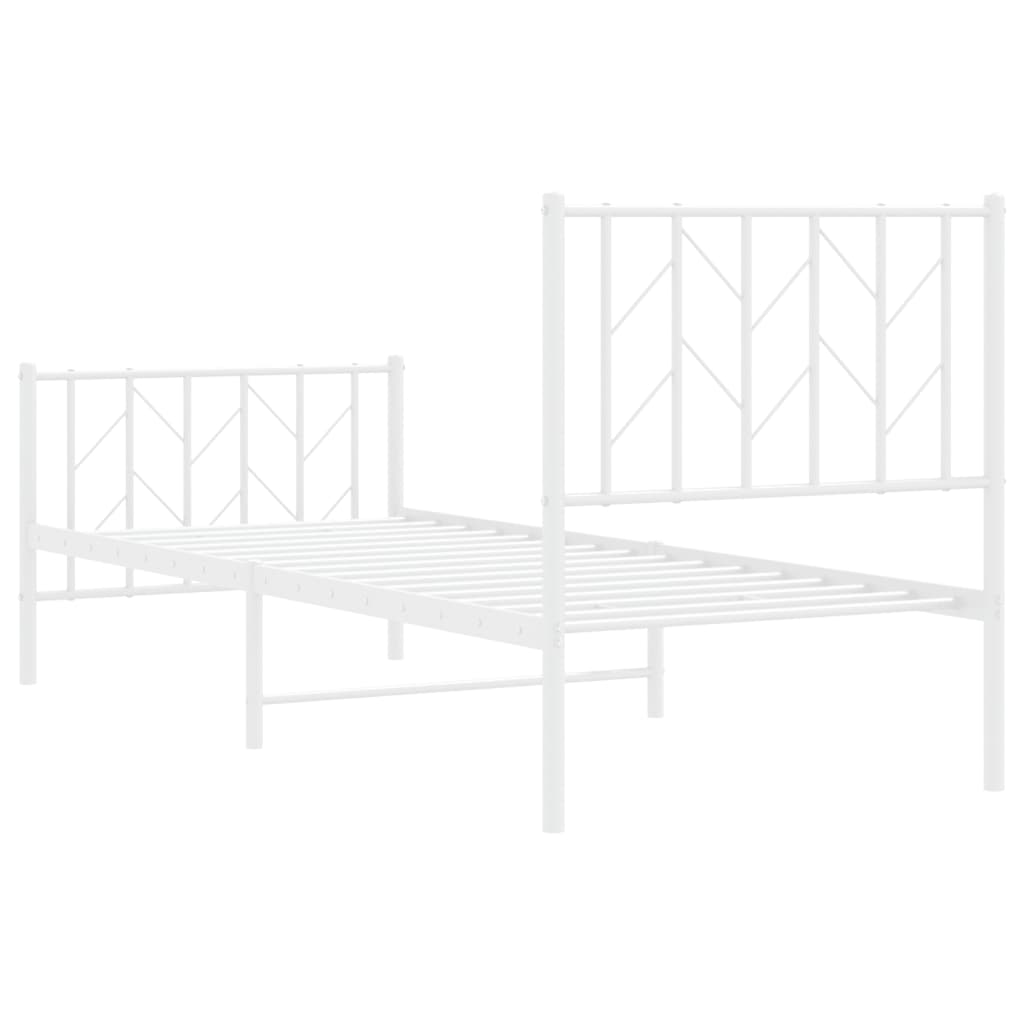 Estrutura de cama com cabeceira e pés 75x190 cm metal branco