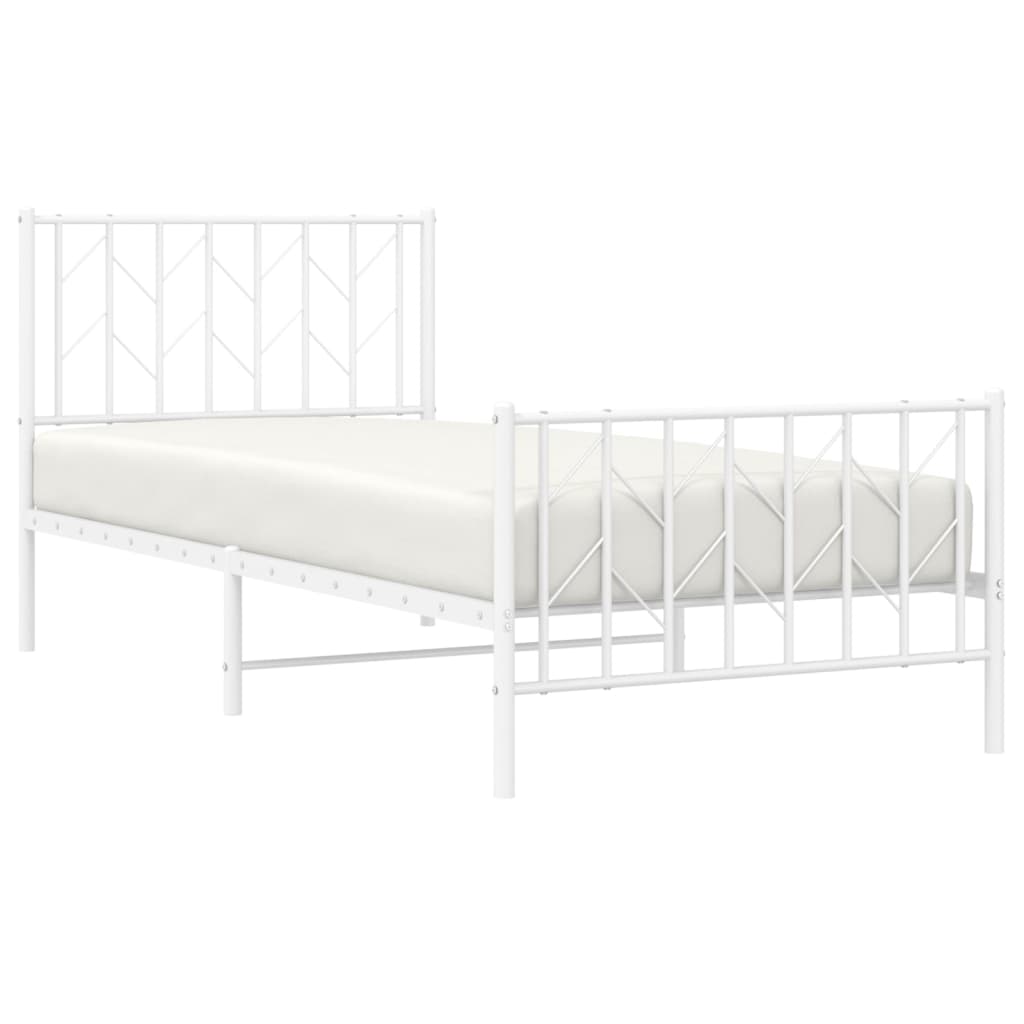 Estrutura de cama com cabeceira e pés 90x190 cm metal branco