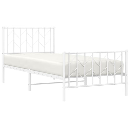 Estrutura de cama com cabeceira e pés 90x190 cm metal branco