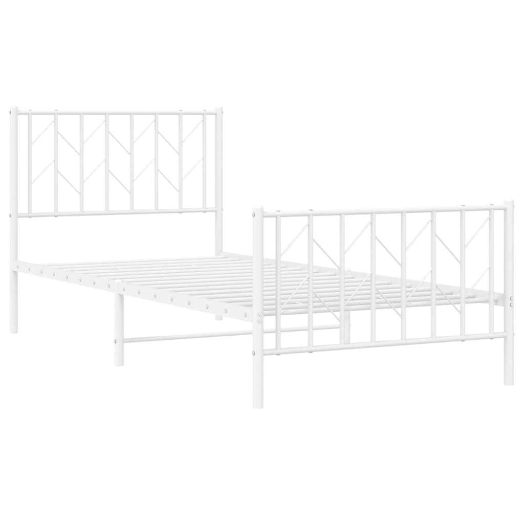 Estrutura de cama com cabeceira e pés 90x190 cm metal branco