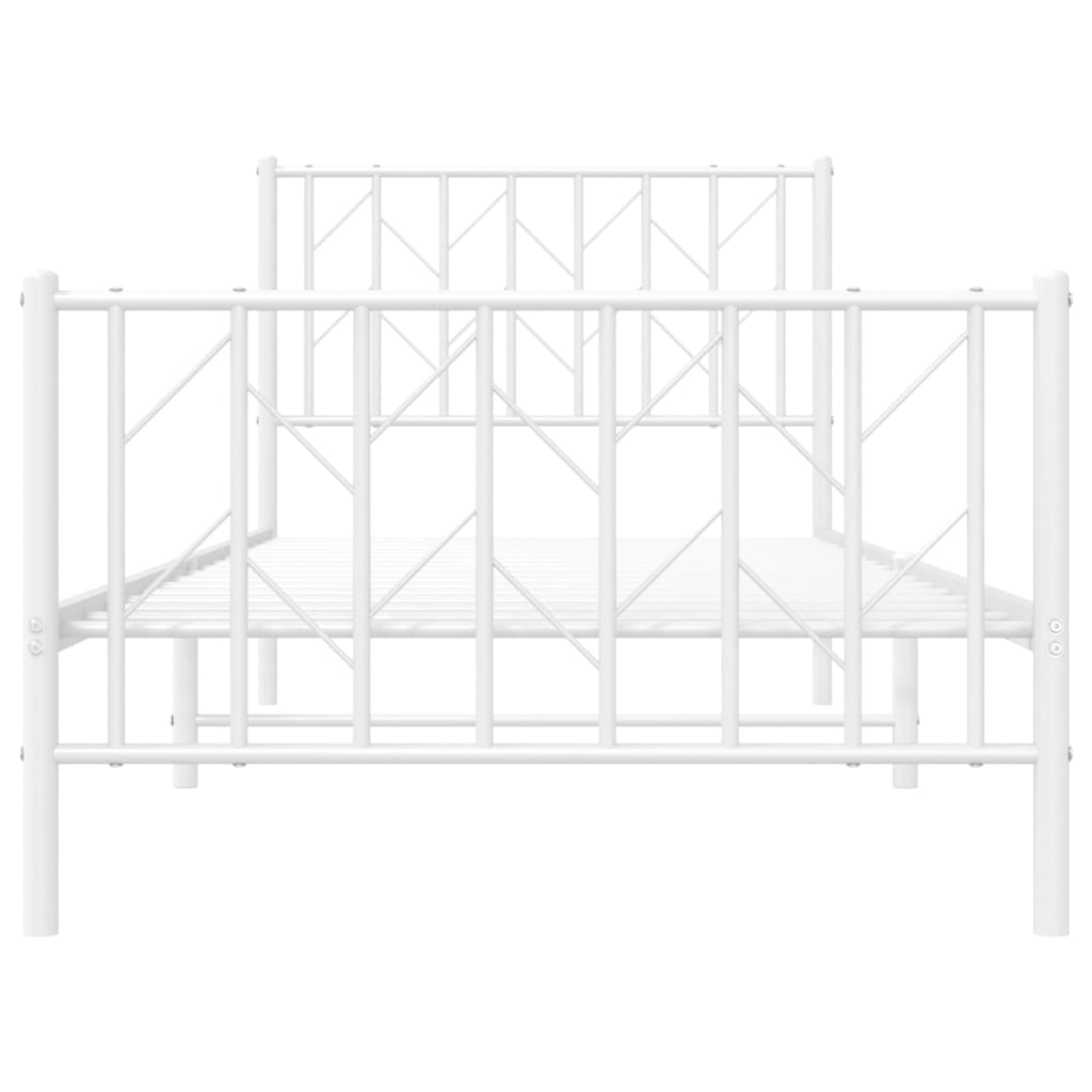 Estrutura de cama com cabeceira e pés 90x190 cm metal branco