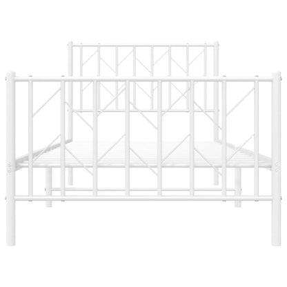 Estrutura de cama com cabeceira e pés 90x190 cm metal branco