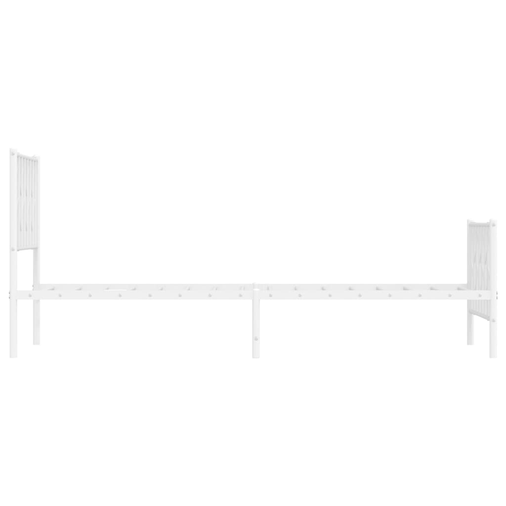 Estrutura de cama com cabeceira e pés 90x190 cm metal branco