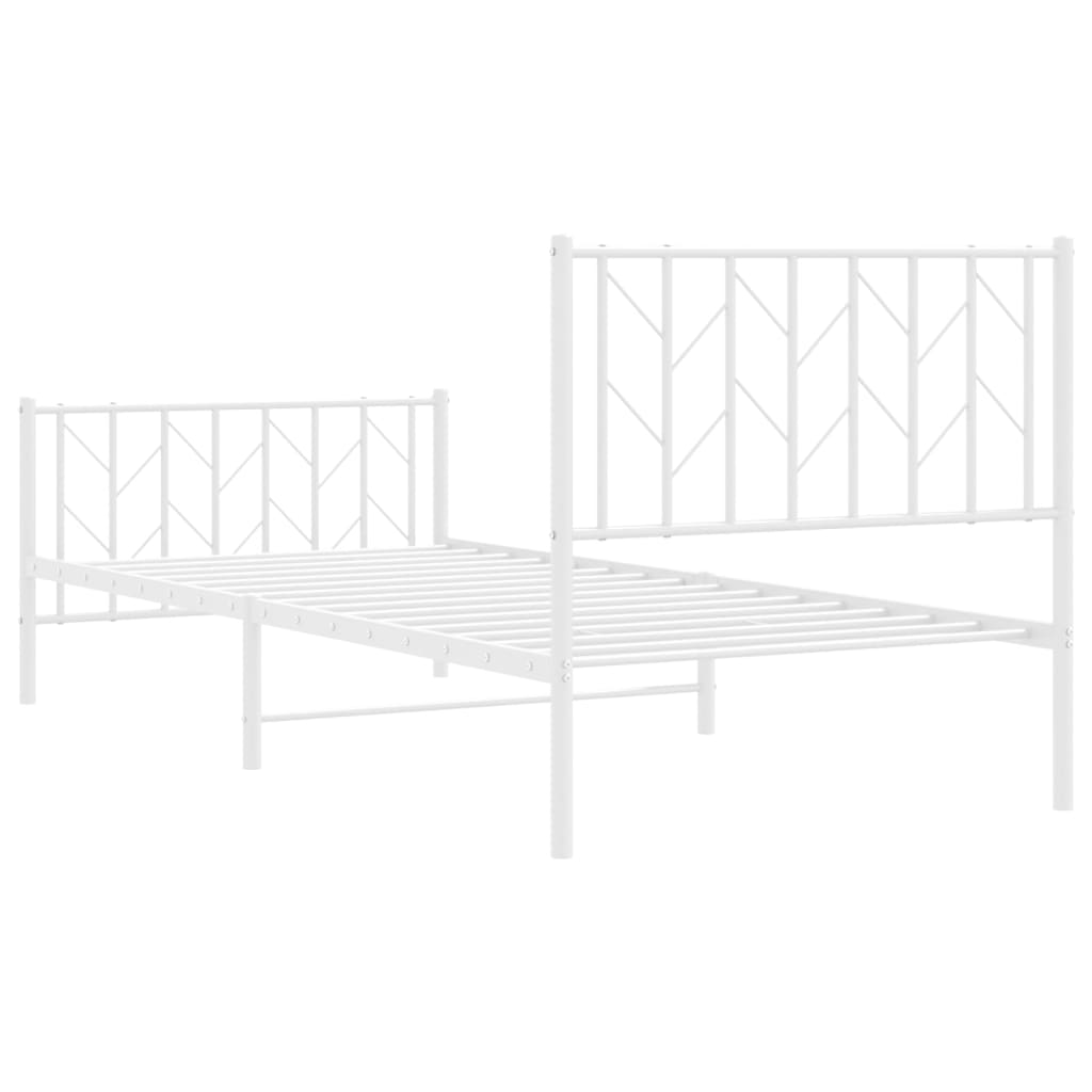 Estrutura de cama com cabeceira e pés 90x190 cm metal branco