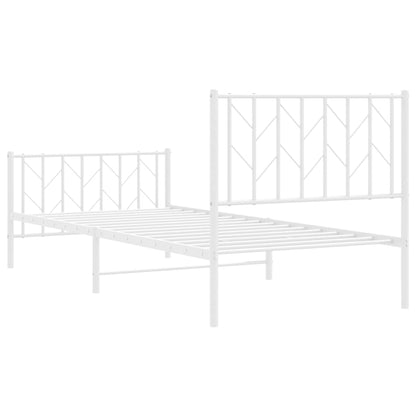 Estrutura de cama com cabeceira e pés 90x190 cm metal branco