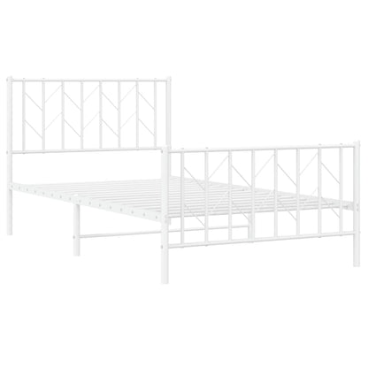 Estrutura de cama com cabeceira e pés 100x190 cm metal branco