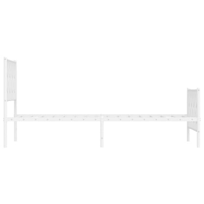 Estrutura de cama com cabeceira e pés 100x190 cm metal branco