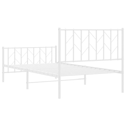 Estrutura de cama com cabeceira e pés 100x190 cm metal branco