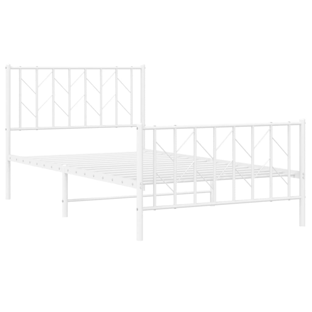 Estrutura de cama com cabeceira e pés 100x200 cm metal branco