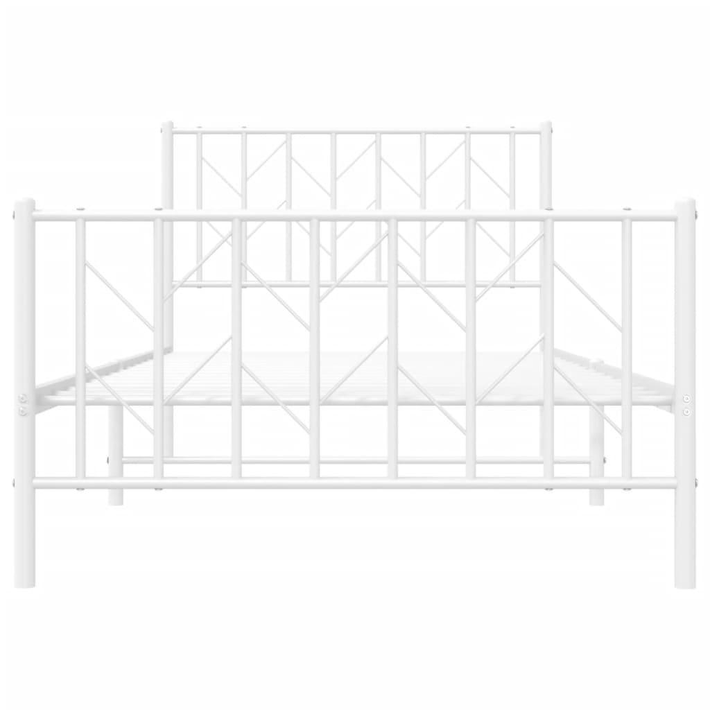 Estrutura de cama com cabeceira e pés 100x200 cm metal branco