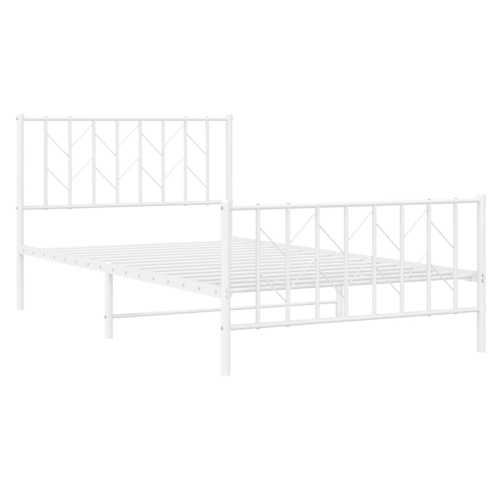 Estrutura de cama com cabeceira e pés 107x203 cm metal branco