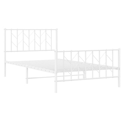 Estrutura de cama com cabeceira e pés 107x203 cm metal branco