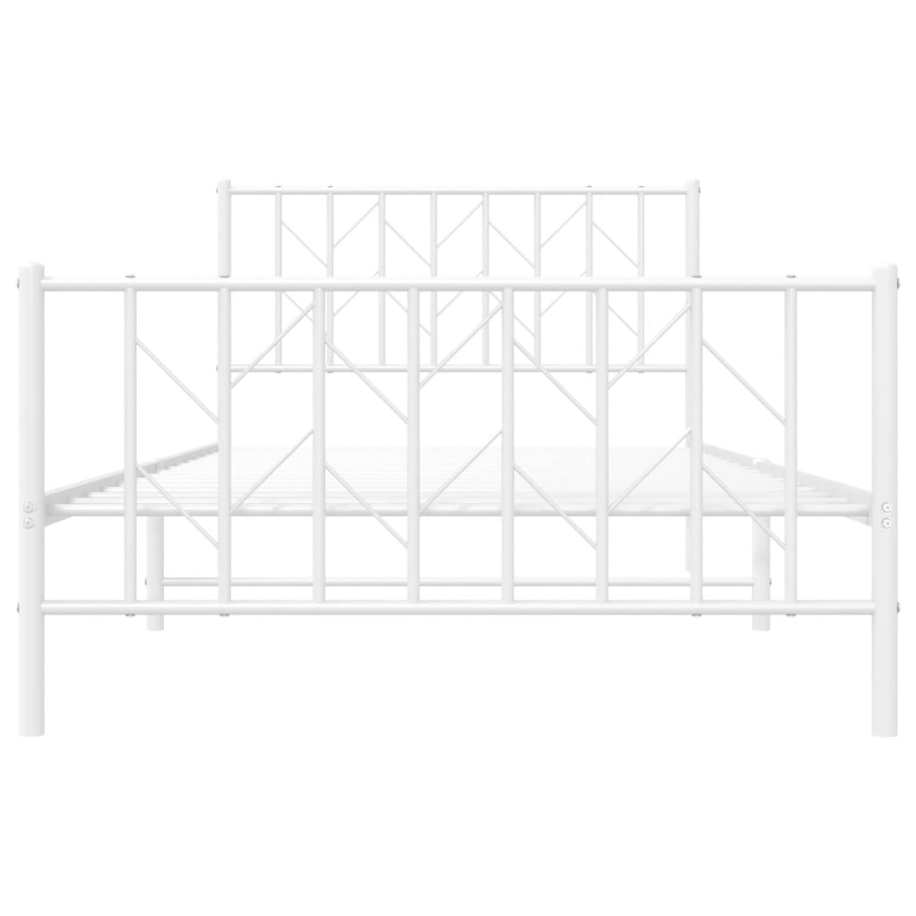 Estrutura de cama com cabeceira e pés 107x203 cm metal branco