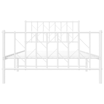 Estrutura de cama com cabeceira e pés 107x203 cm metal branco