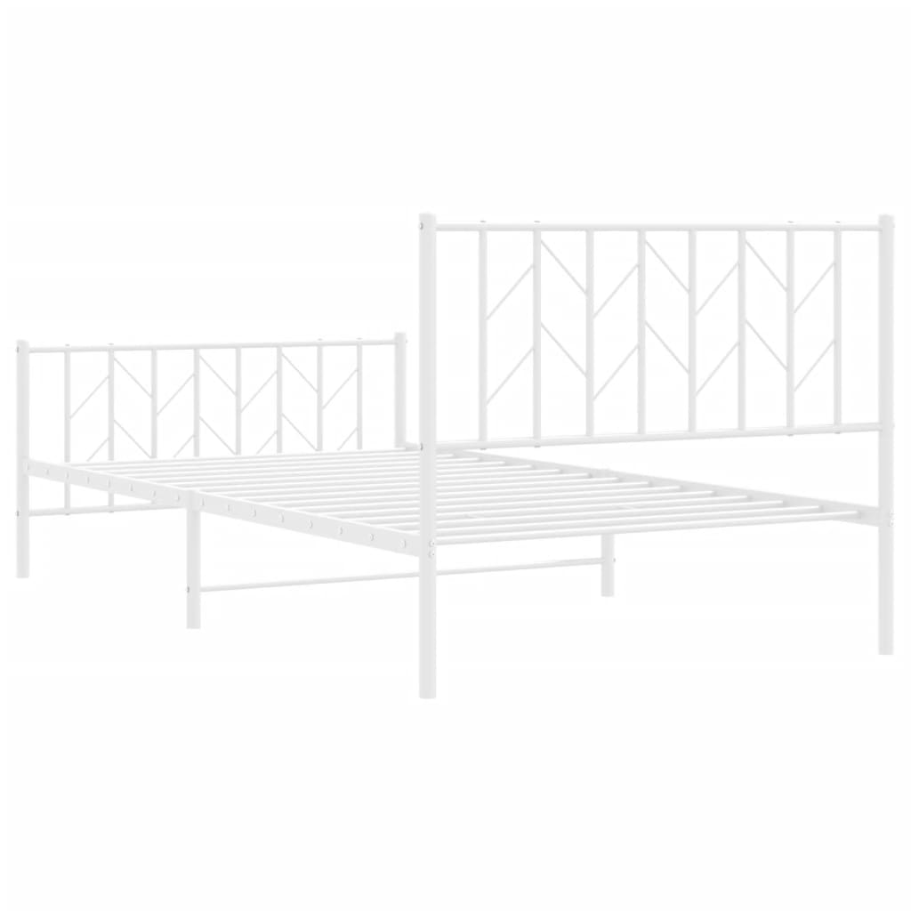 Estrutura de cama com cabeceira e pés 107x203 cm metal branco