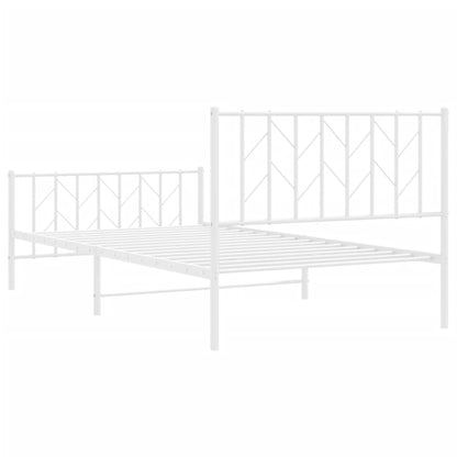 Estrutura de cama com cabeceira e pés 107x203 cm metal branco