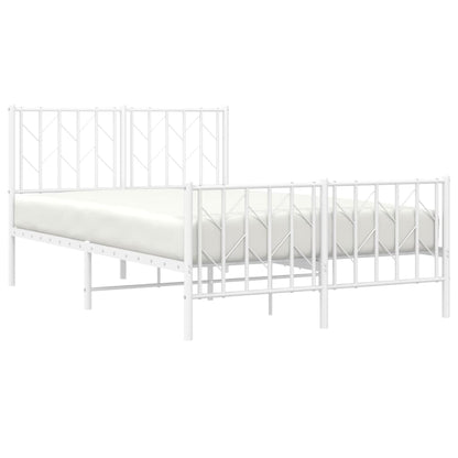 Estrutura de cama com cabeceira e pés 120x200 cm metal branco