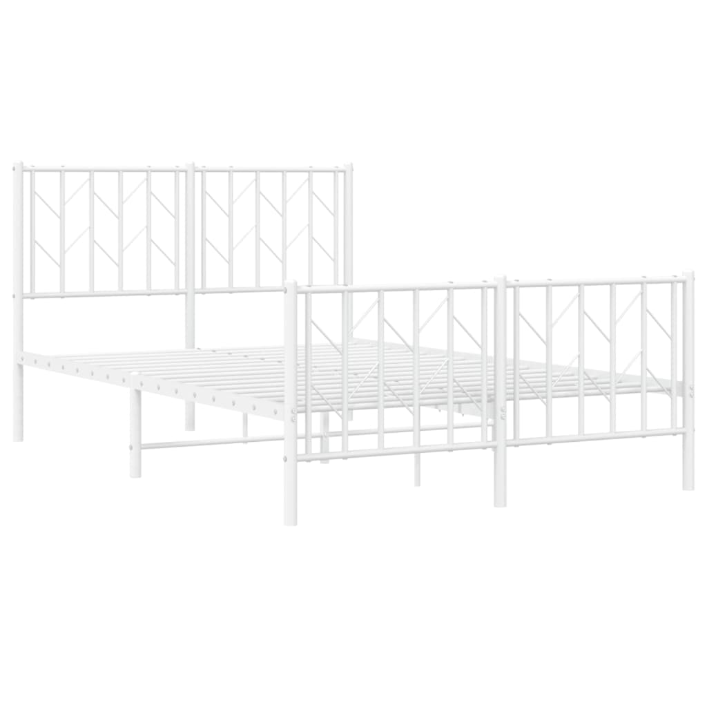 Estrutura de cama com cabeceira e pés 120x200 cm metal branco