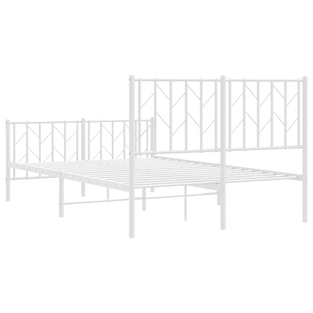 Estrutura de cama com cabeceira e pés 120x200 cm metal branco