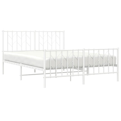 Estrutura de cama com cabeceira e pés 140x190 cm metal branco