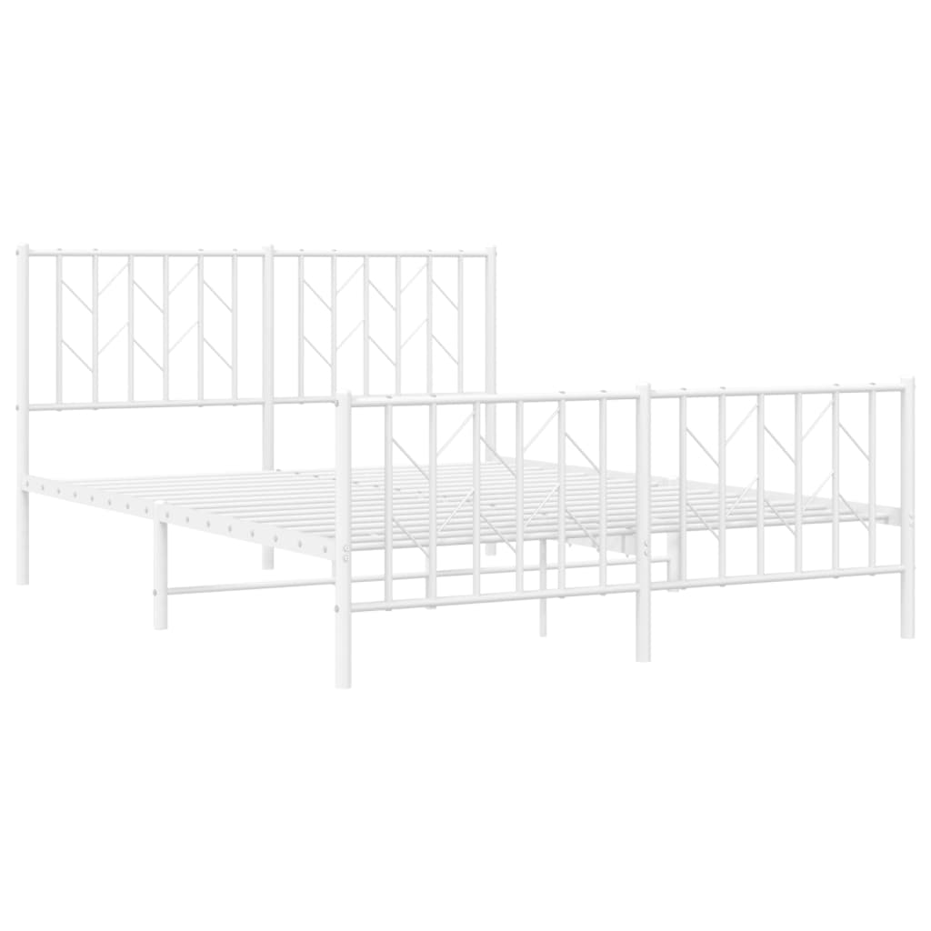 Estrutura de cama com cabeceira e pés 140x190 cm metal branco