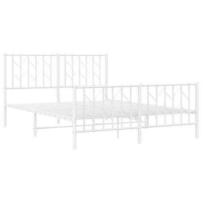 Estrutura de cama com cabeceira e pés 140x190 cm metal branco