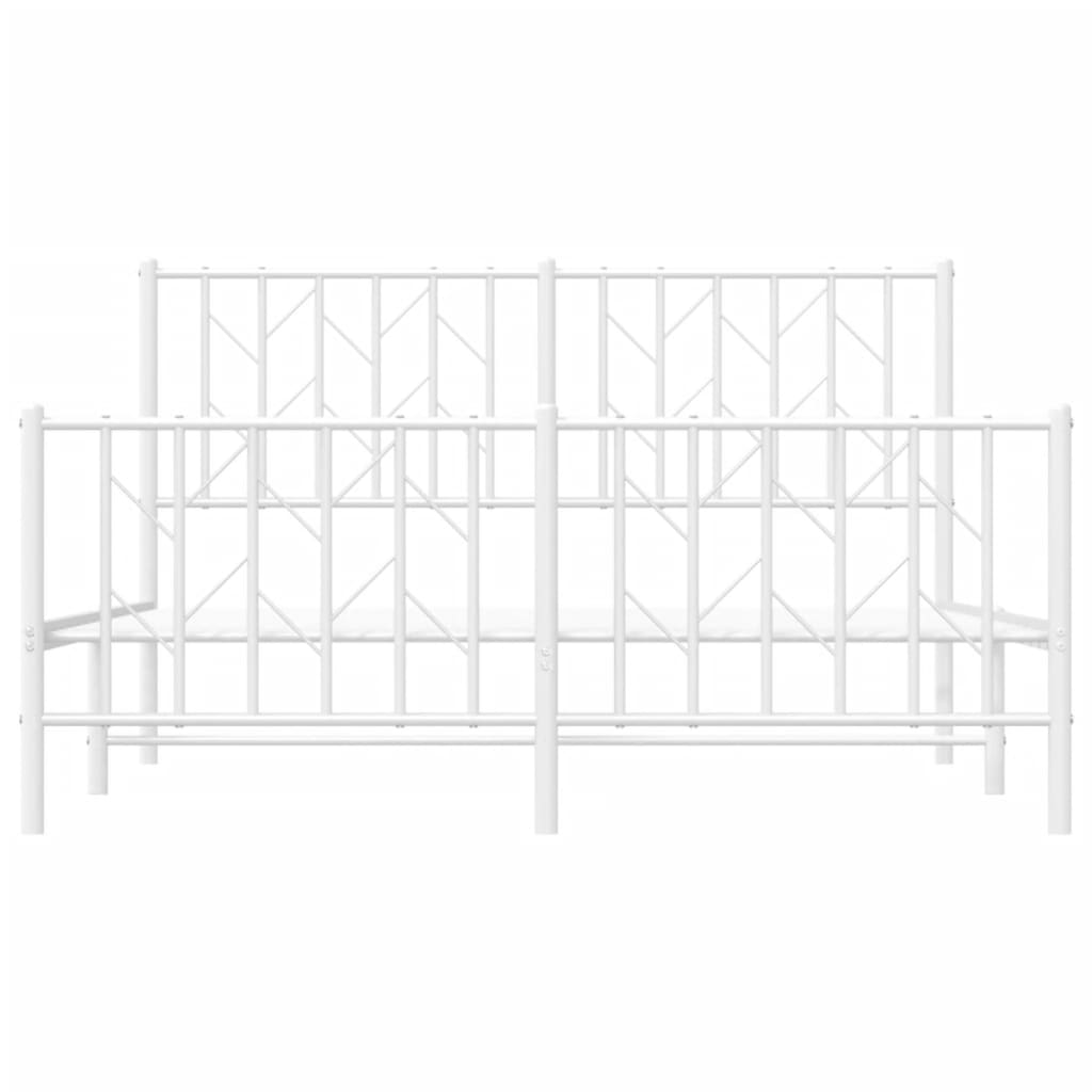 Estrutura de cama com cabeceira e pés 140x190 cm metal branco