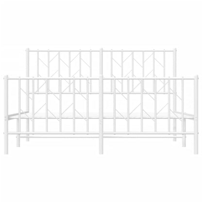 Estrutura de cama com cabeceira e pés 140x190 cm metal branco