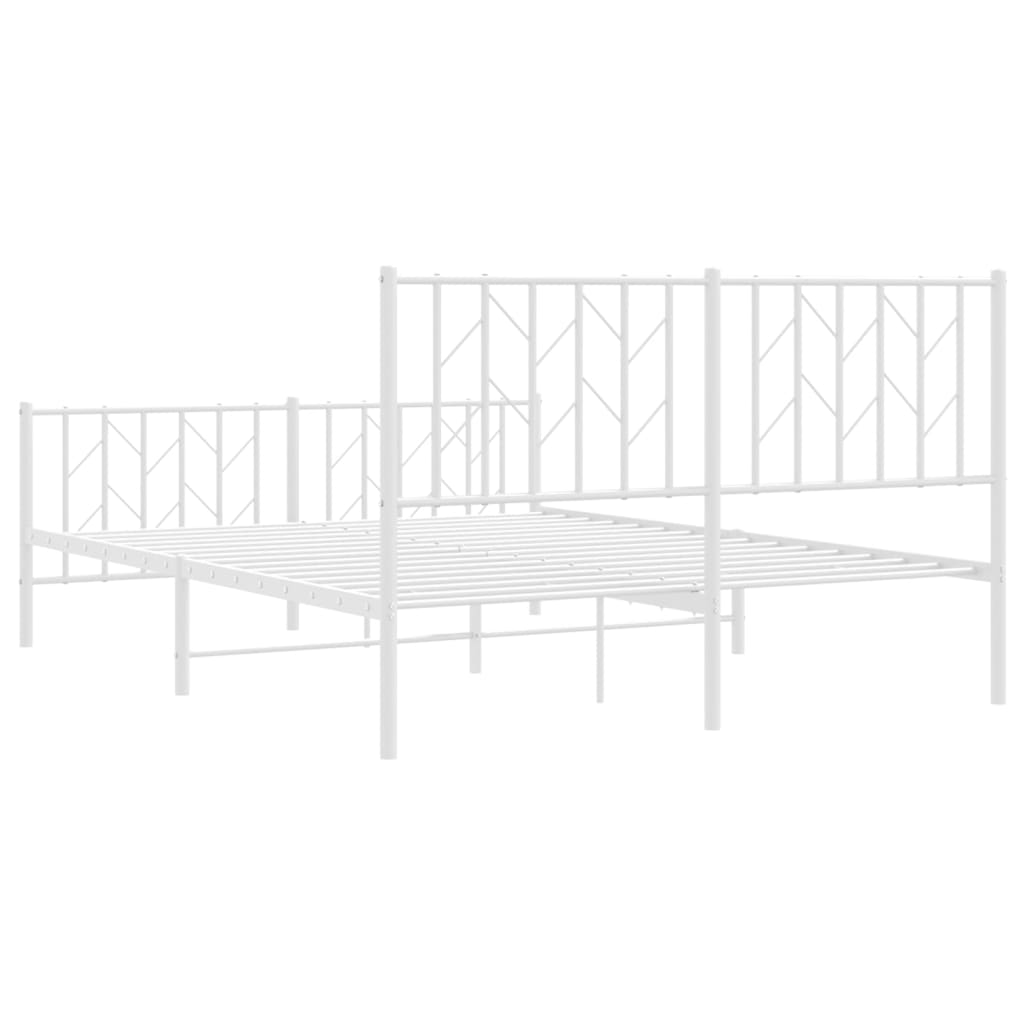 Estrutura de cama com cabeceira e pés 140x190 cm metal branco