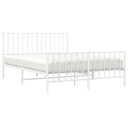 Estrutura de cama com cabeceira e pés 140x200 cm metal branco