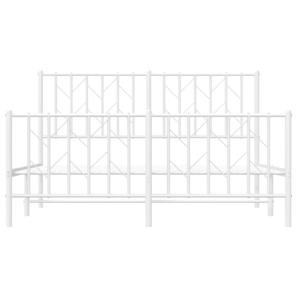 Estrutura de cama com cabeceira e pés 140x200 cm metal branco