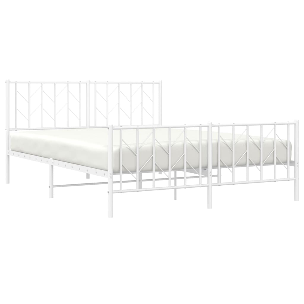 Estrutura de cama com cabeceira e pés 150x200 cm metal branco