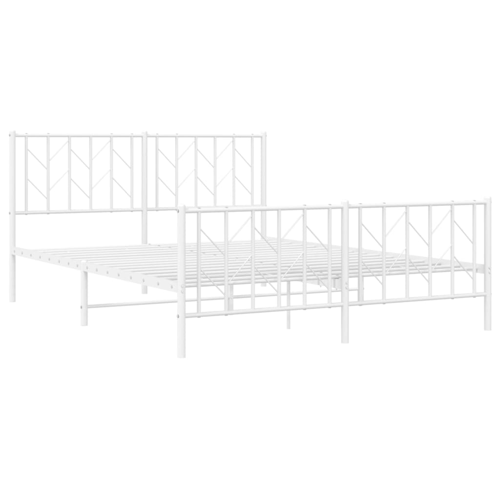 Estrutura de cama com cabeceira e pés 150x200 cm metal branco