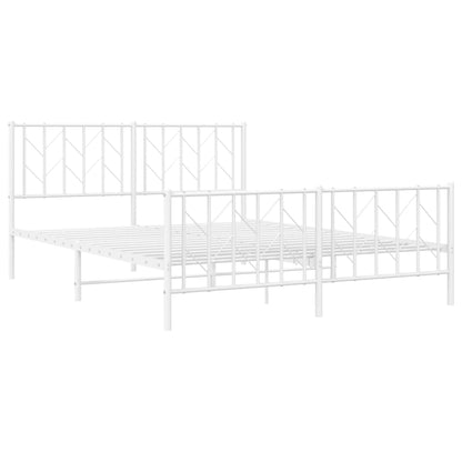 Estrutura de cama com cabeceira e pés 150x200 cm metal branco