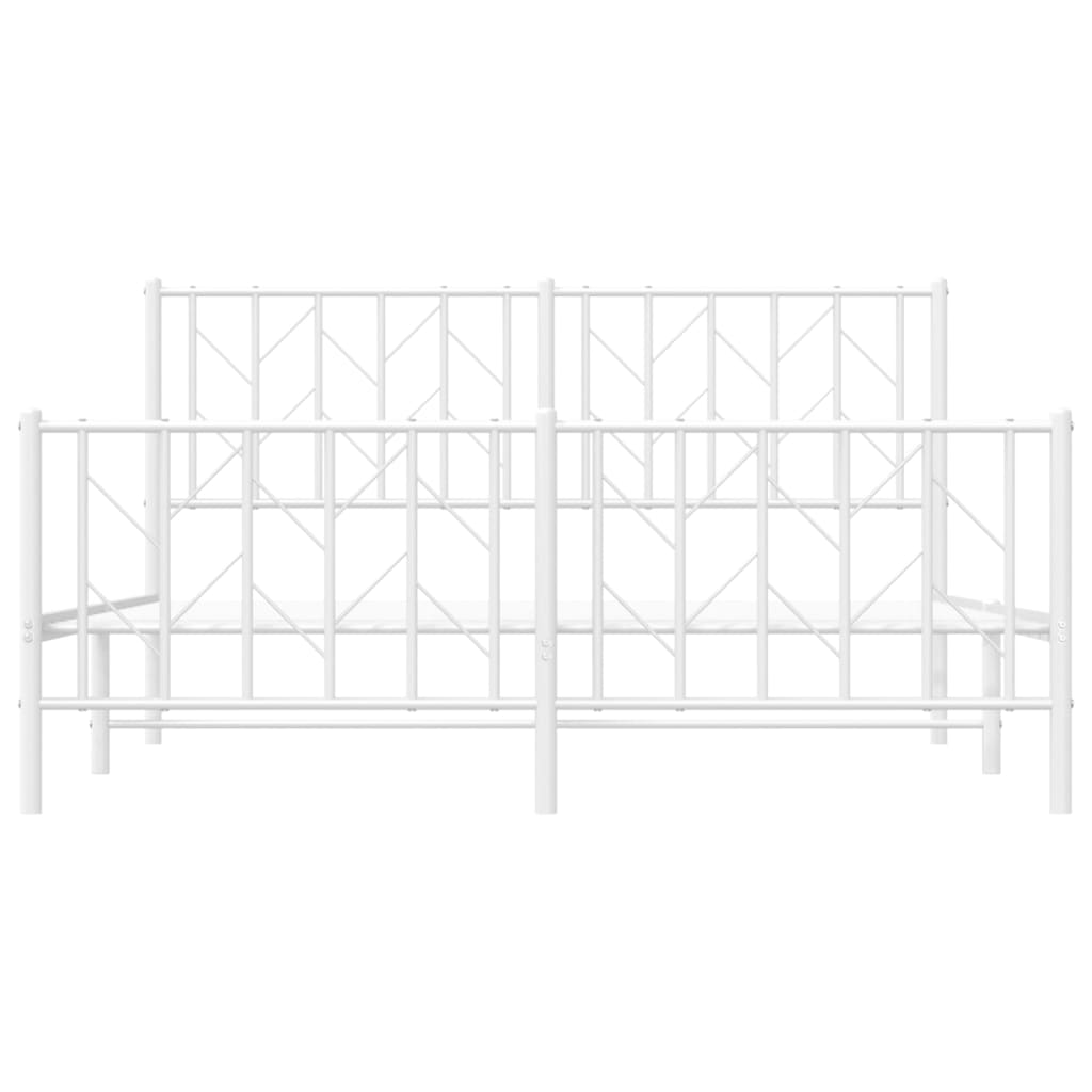 Estrutura de cama com cabeceira e pés 150x200 cm metal branco