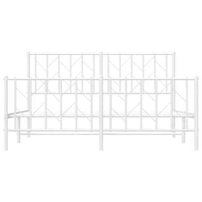 Estrutura de cama com cabeceira e pés 150x200 cm metal branco