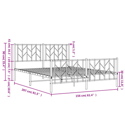 Estrutura de cama com cabeceira e pés 150x200 cm metal branco