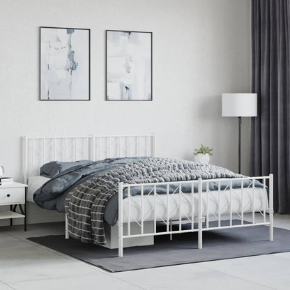 Estrutura de cama com cabeceira e pés 150x200 cm metal branco