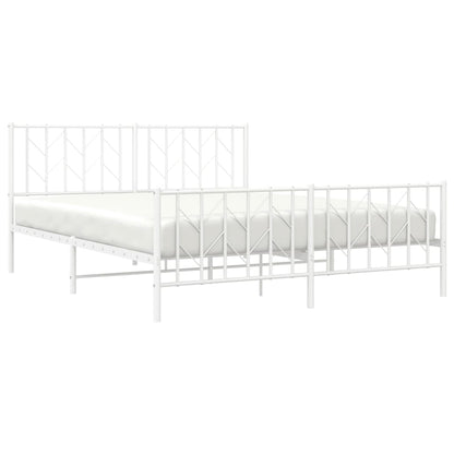 Estrutura de cama com cabeceira e pés 160x200 cm metal branco