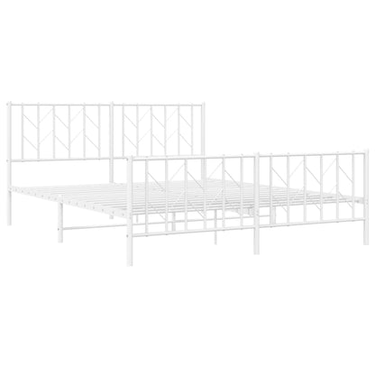 Estrutura de cama com cabeceira e pés 160x200 cm metal branco