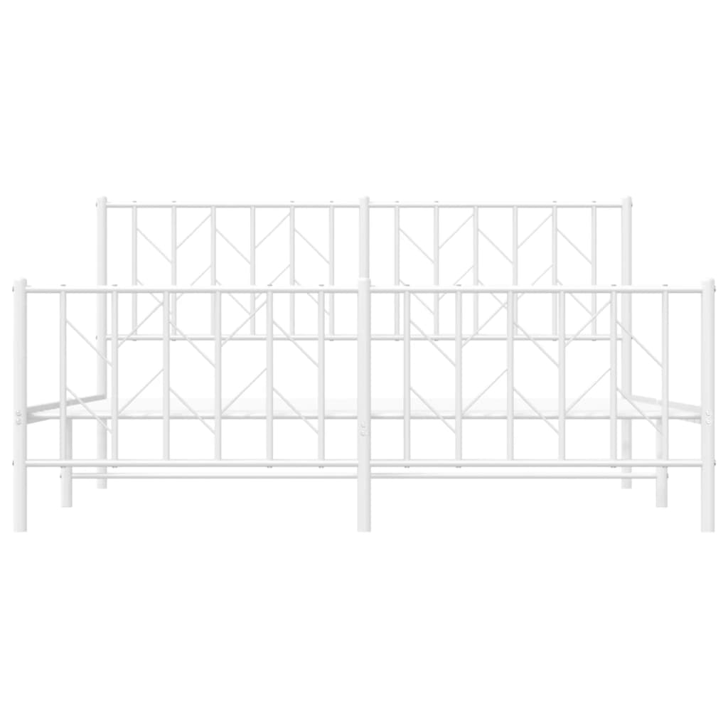 Estrutura de cama com cabeceira e pés 160x200 cm metal branco