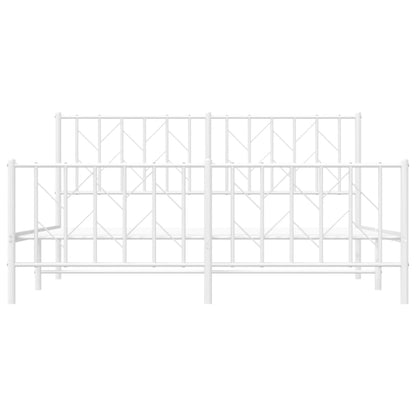 Estrutura de cama com cabeceira e pés 160x200 cm metal branco