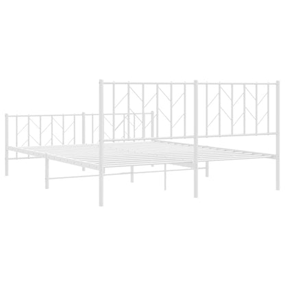 Estrutura de cama com cabeceira e pés 160x200 cm metal branco