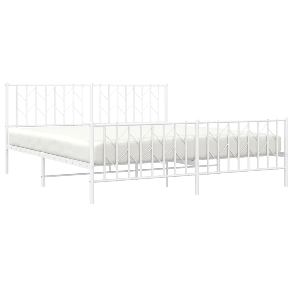 Estrutura de cama com cabeceira e pés 180x200 cm metal branco