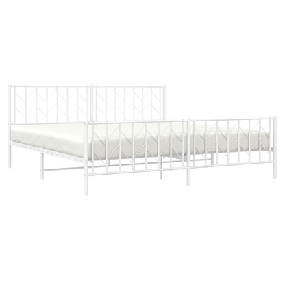 Estrutura de cama com cabeceira e pés 193x203 cm metal branco