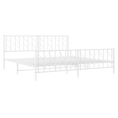 Estrutura de cama com cabeceira e pés 193x203 cm metal branco