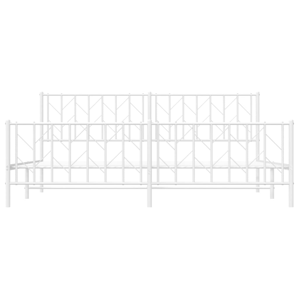 Estrutura de cama com cabeceira e pés 193x203 cm metal branco