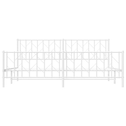 Estrutura de cama com cabeceira e pés 193x203 cm metal branco