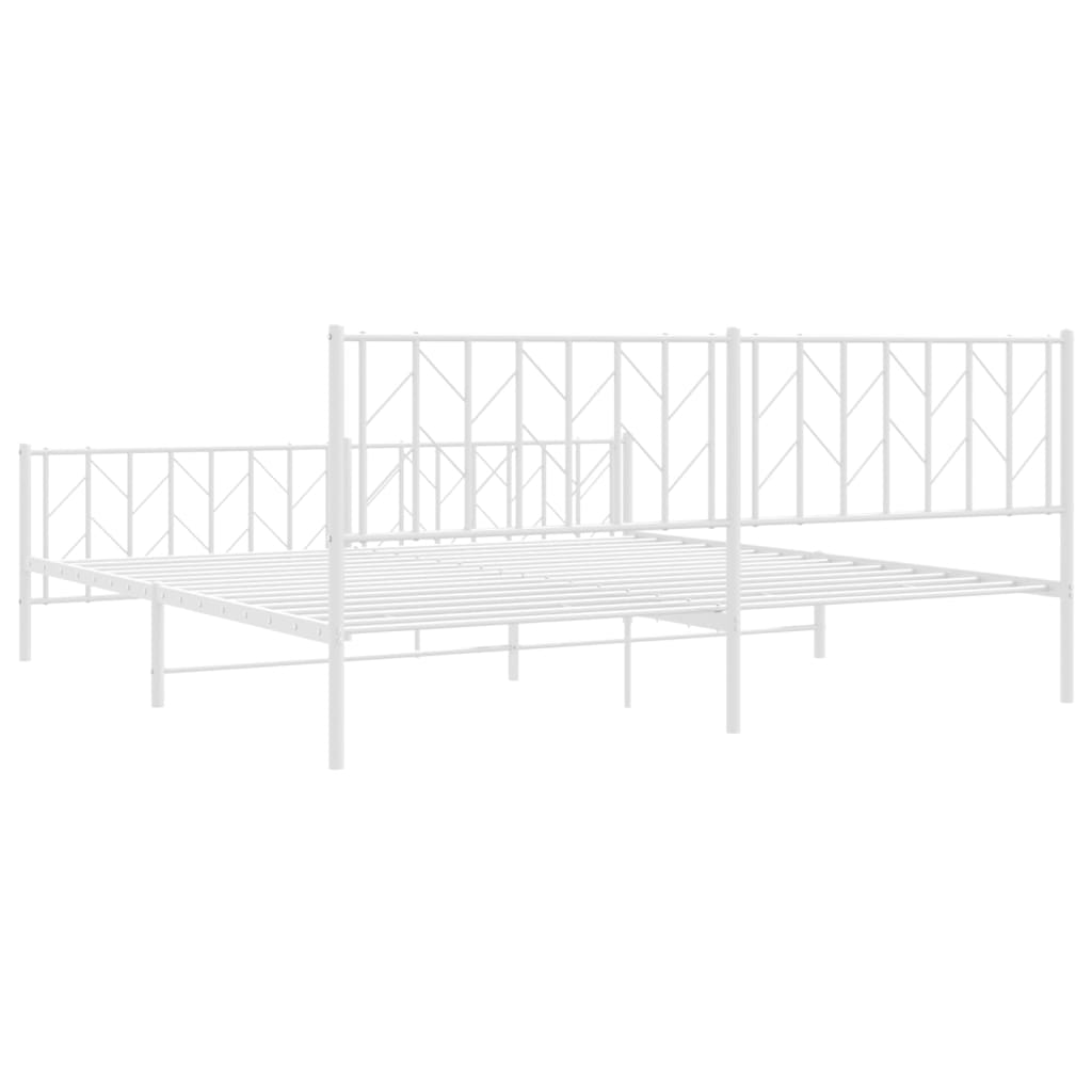 Estrutura de cama com cabeceira e pés 193x203 cm metal branco