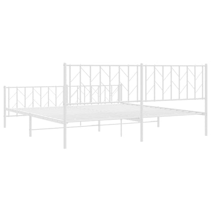 Estrutura de cama com cabeceira e pés 193x203 cm metal branco